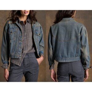 $265 Rowan Blue Denim Cotton Marlie Western Jean Jacket size Small